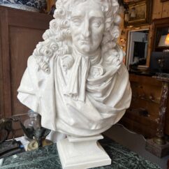 Grande sculpture en plâtre de Jean de la Fontaine, Antiquités et brocante