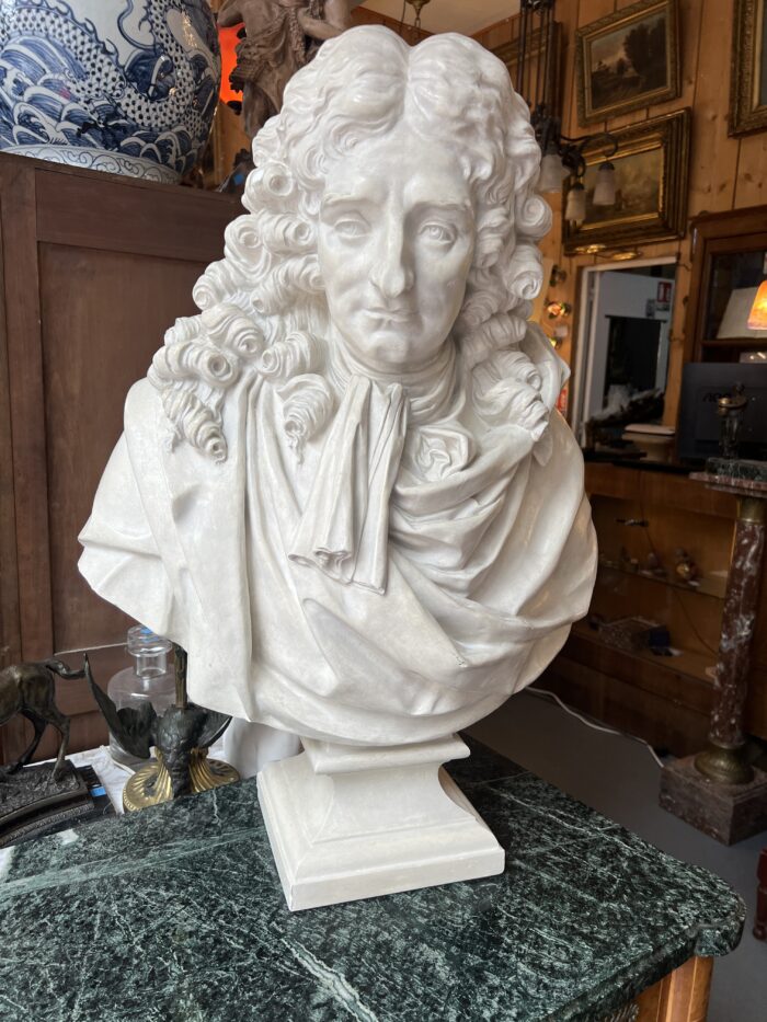 Grande sculpture en plâtre de Jean de la Fontaine, Antiquités et brocante