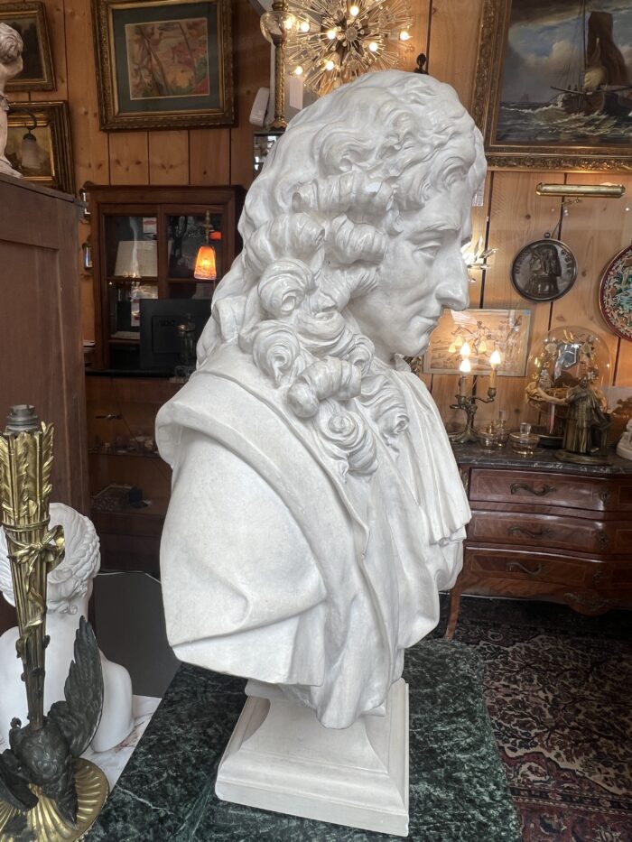 Grande sculpture en plâtre de Jean de la Fontaine, Antiquités et brocante