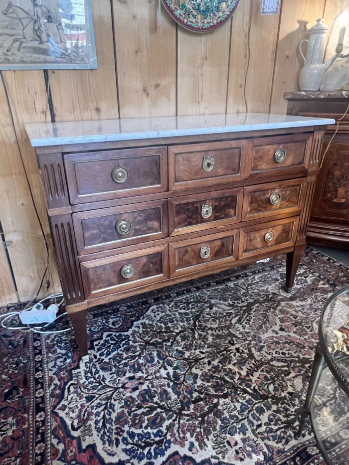 Commode Louis XVI, marbre blanc, époque XIXe, Antiquités et brocante