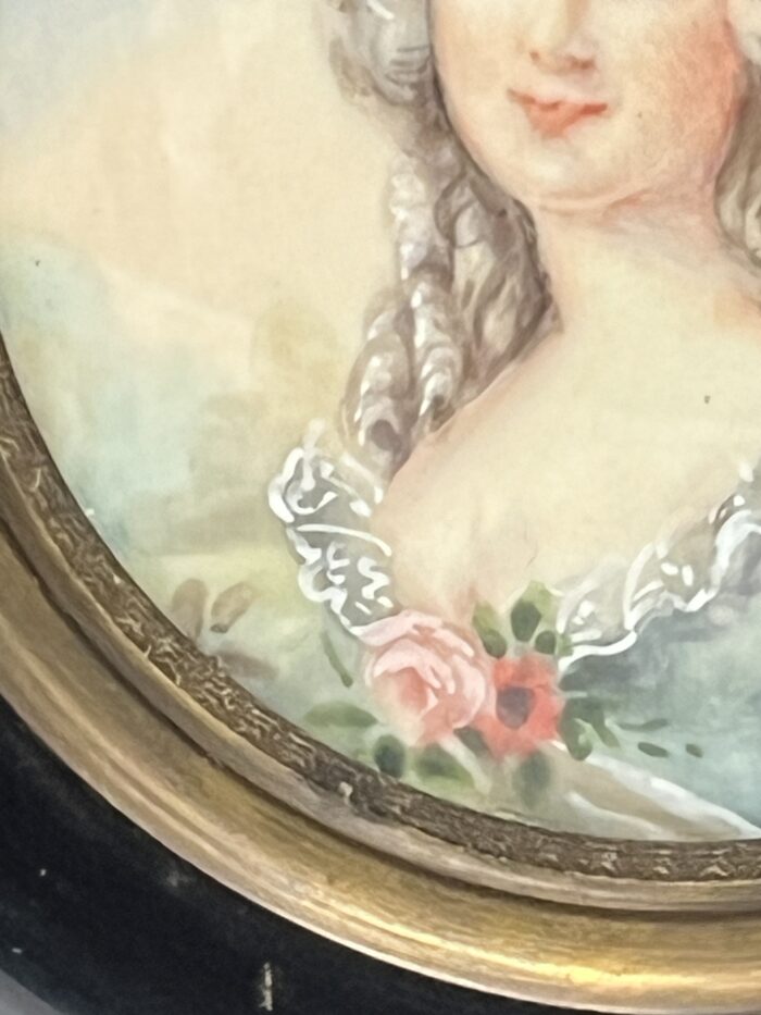 Miniature ancienne, réalisée à la fin du XIXe siècle et signée par l’artiste J. Cavana