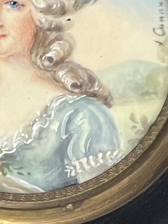 Miniature ancienne, réalisée à la fin du XIXe siècle et signée par l’artiste J. Cavana