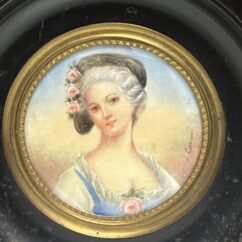 Miniature ancienne, réalisée à la fin du XIXe siècle et signée par l’artiste J. Cavana, antiquités et brocante