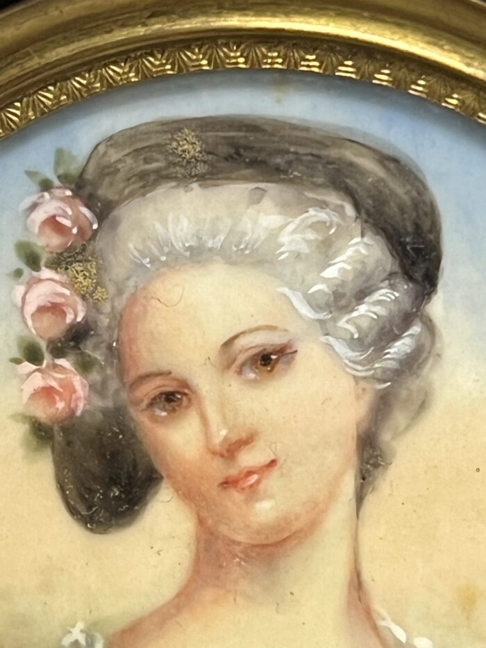 Miniature ancienne, réalisée à la fin du XIXe siècle et signée par l’artiste J. Cavana, antiquités et brocante