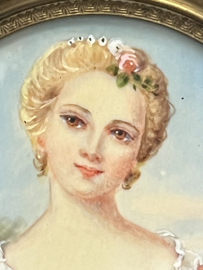 Miniature ancienne, réalisée à la fin du XIXe siècle et signée par l’artiste J. Cavana