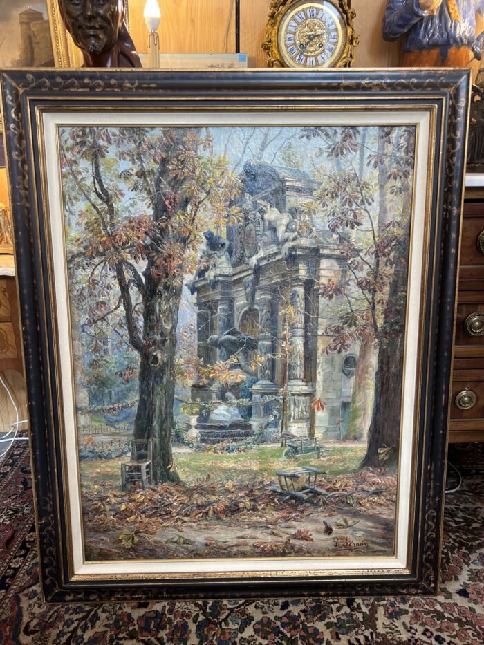 Paul Schaan (1857-1924) : La Fontaine Médicis au Jardin du Luxembourg. Huile sur toile
