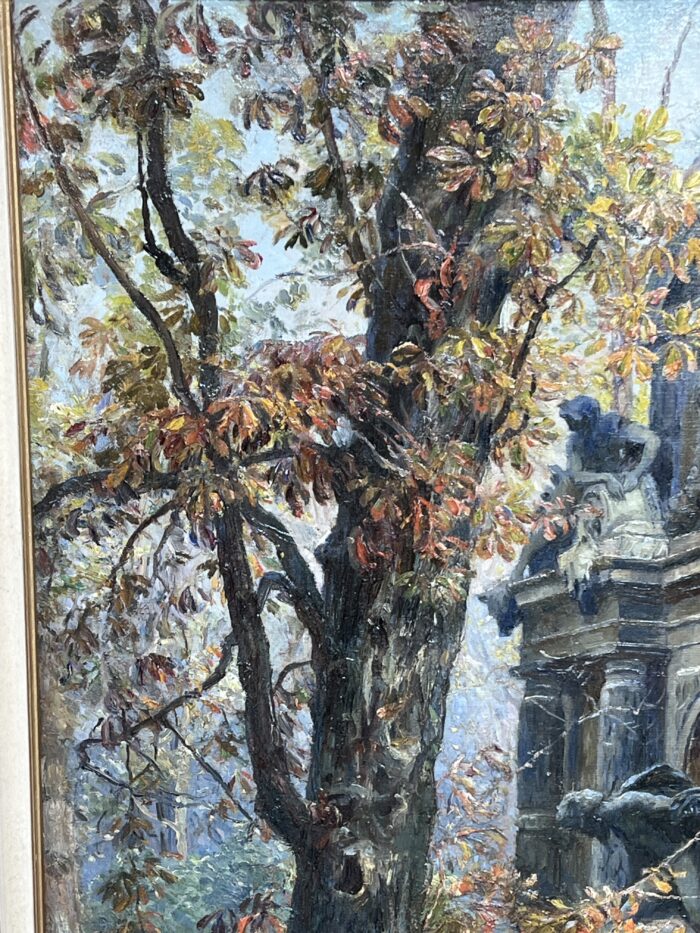 Paul Schaan (1857-1924) : La Fontaine Médicis au Jardin du Luxembourg. Huile sur toile