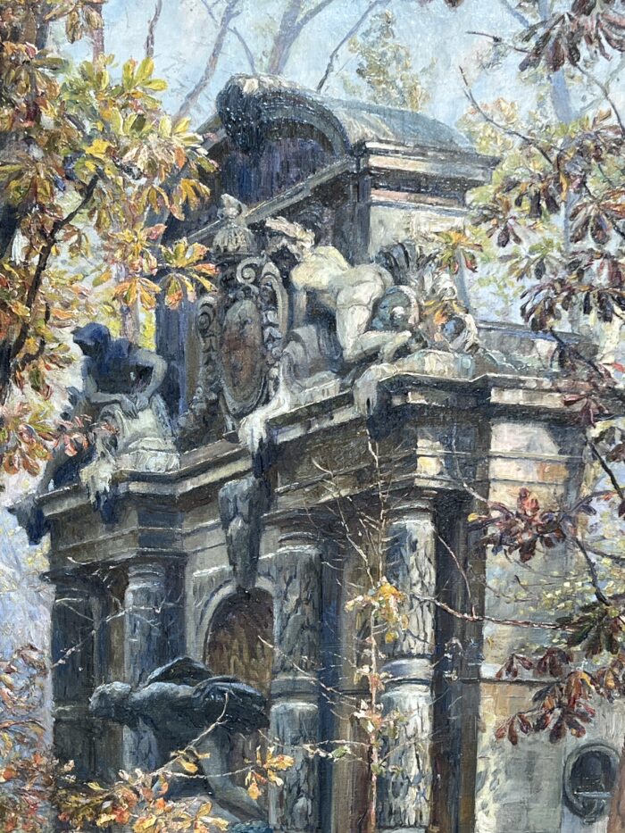 Paul Schaan (1857-1924) : La Fontaine Médicis au Jardin du Luxembourg. Huile sur toile