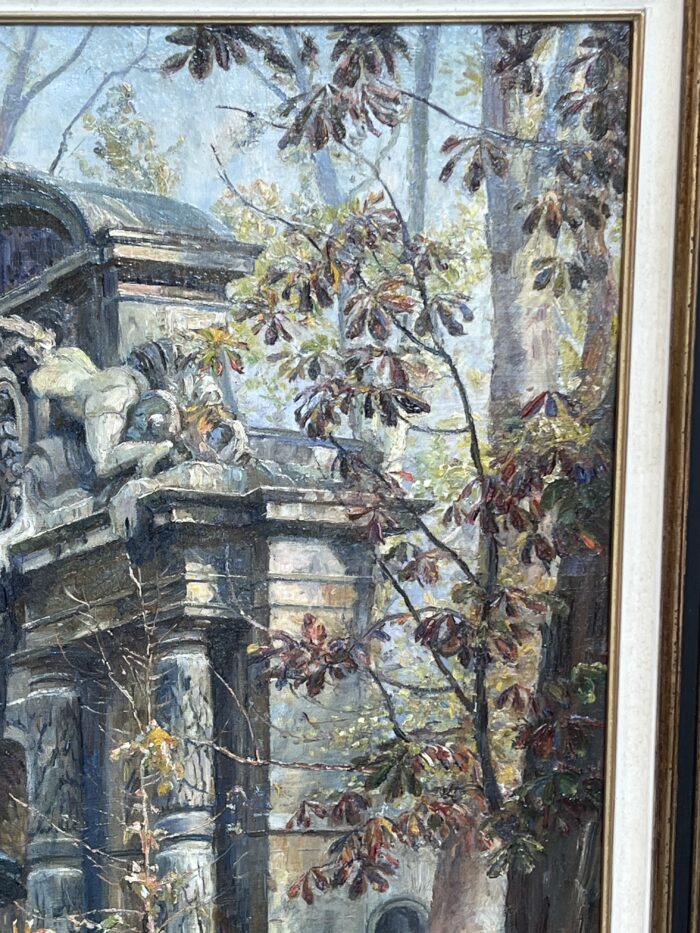 Paul Schaan (1857-1924) : La Fontaine Médicis au Jardin du Luxembourg. Huile sur toile