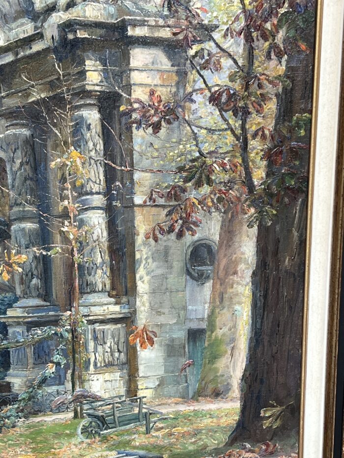 Paul Schaan (1857-1924) : La Fontaine Médicis au Jardin du Luxembourg. Huile sur toile