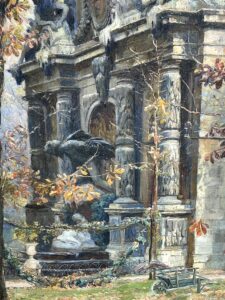Paul Schaan (1857-1924) : La Fontaine Médicis au Jardin du Luxembourg. Huile sur toile