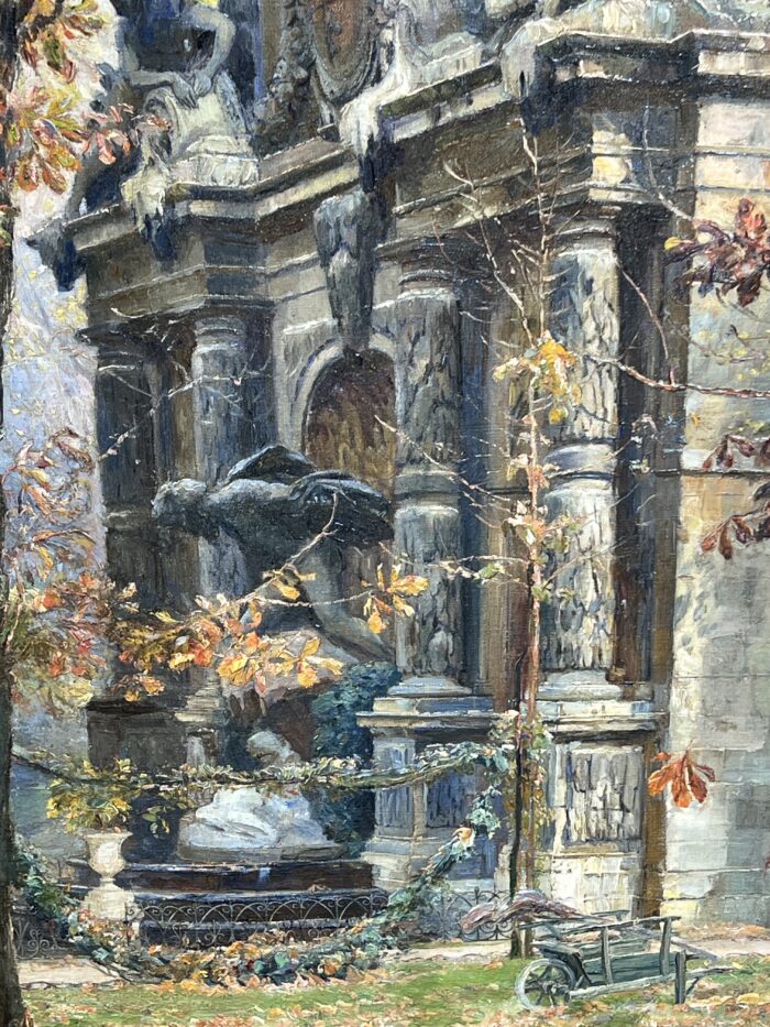 Paul Schaan (1857-1924) : La Fontaine Médicis au Jardin du Luxembourg. Huile sur toile
