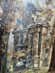 Paul Schaan (1857-1924) : La Fontaine Médicis au Jardin du Luxembourg. Huile sur toile
