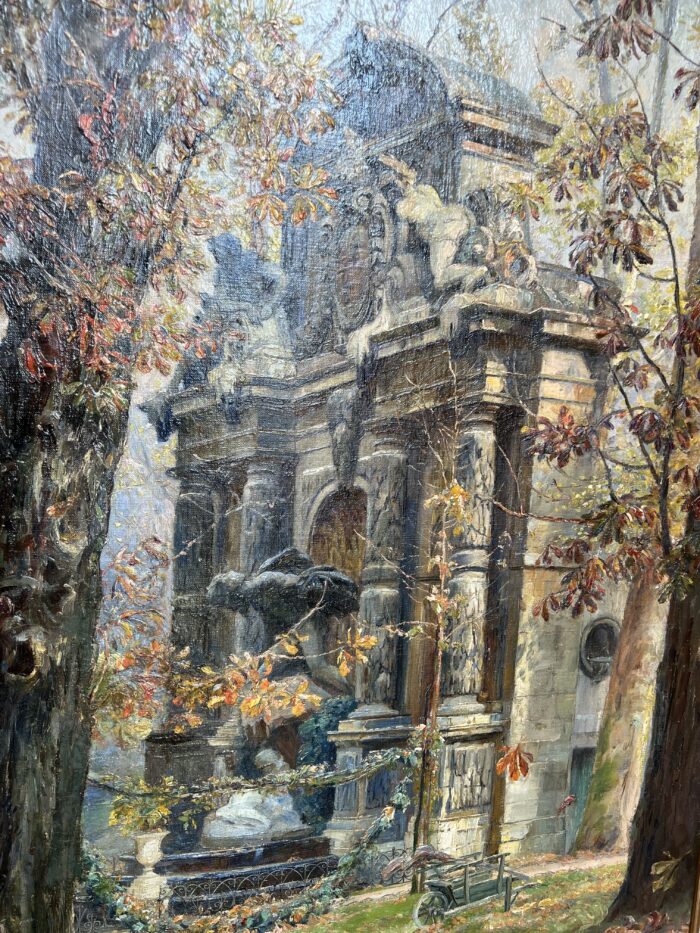 Paul Schaan (1857-1924) : La Fontaine Médicis au Jardin du Luxembourg. Huile sur toile