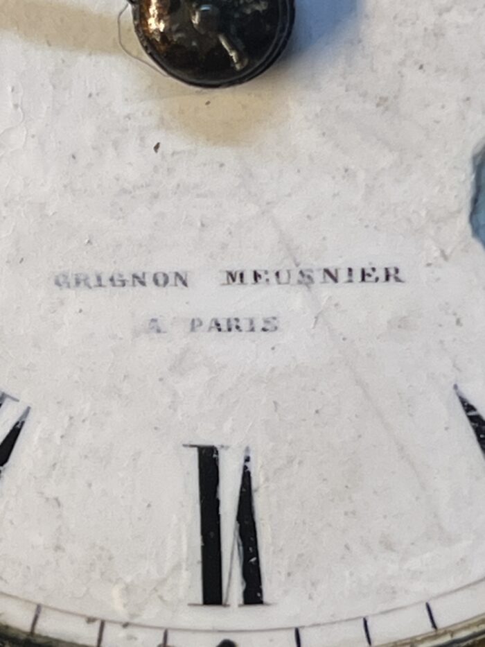Pendule romantique en biscuit et porcelaine, Grignon Meusnier à Paris, XIXe siècle