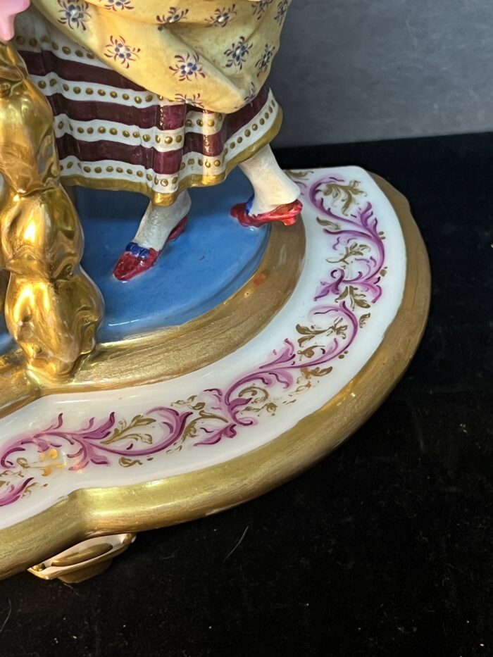 Pendule romantique en biscuit et porcelaine, Grignon Meusnier à Paris, XIXe siècle