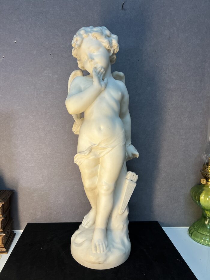 Sculpture en marbre de Adolfo Sipriani, Cupidon, 59 cm, signé, début XXe