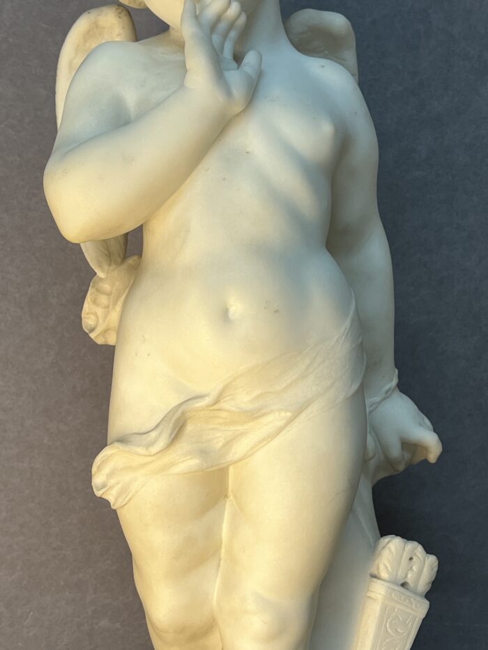 Sculpture en marbre de Adolfo Sipriani, Cupidon, 59 cm, signé, début XXe