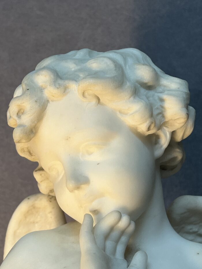 Sculpture en marbre de Adolfo Sipriani, Cupidon, 59 cm, signé, début XXe