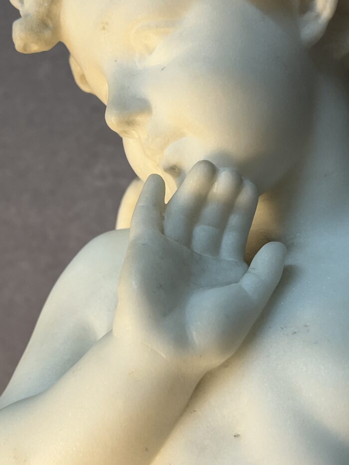 Sculpture en marbre de Adolfo Sipriani, Cupidon, 59 cm, signé, début XXe