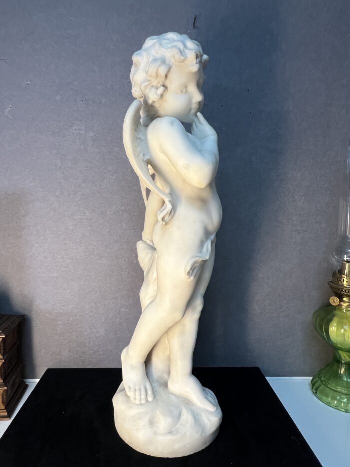 Sculpture en marbre de Adolfo Sipriani, Cupidon, 59 cm, signé, début XXe