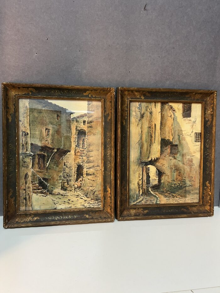 Aquarelle de Emile Gudin (1874-1957), rue de Riez, ville du sud