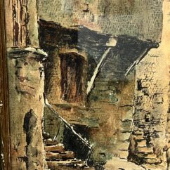 Aquarelle de Emile Gudin (1874-1957), rue de Riez, ville du sud
