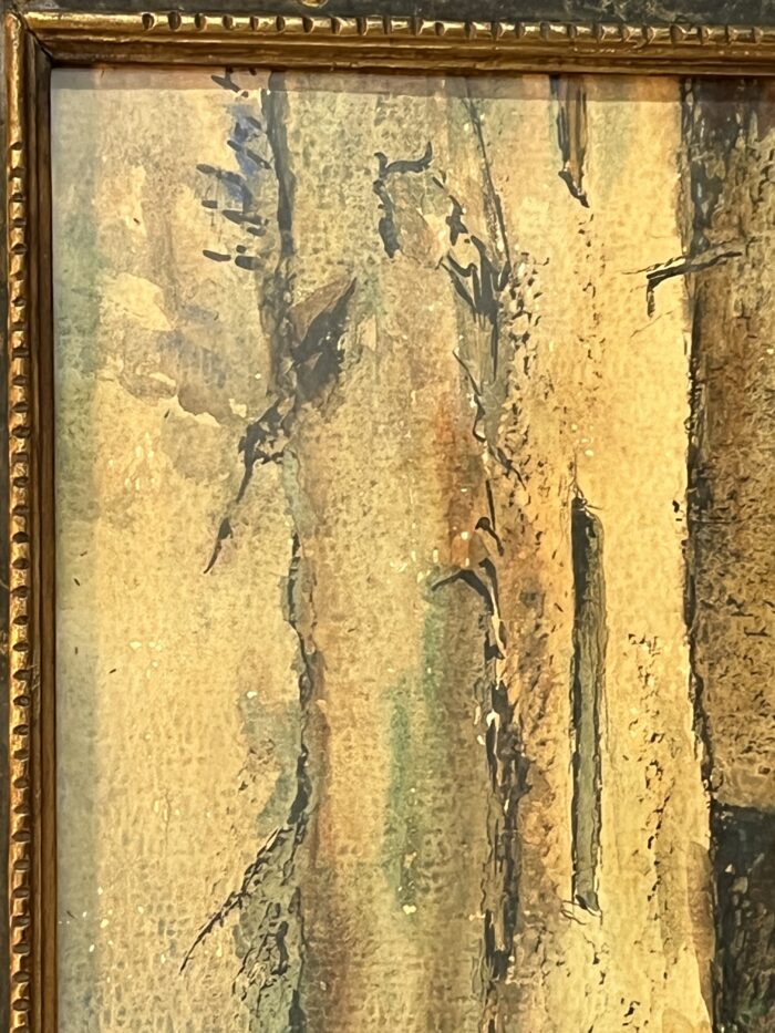 Aquarelle de Emile Gudin (1874-1957), rue de Riez, ville du sud