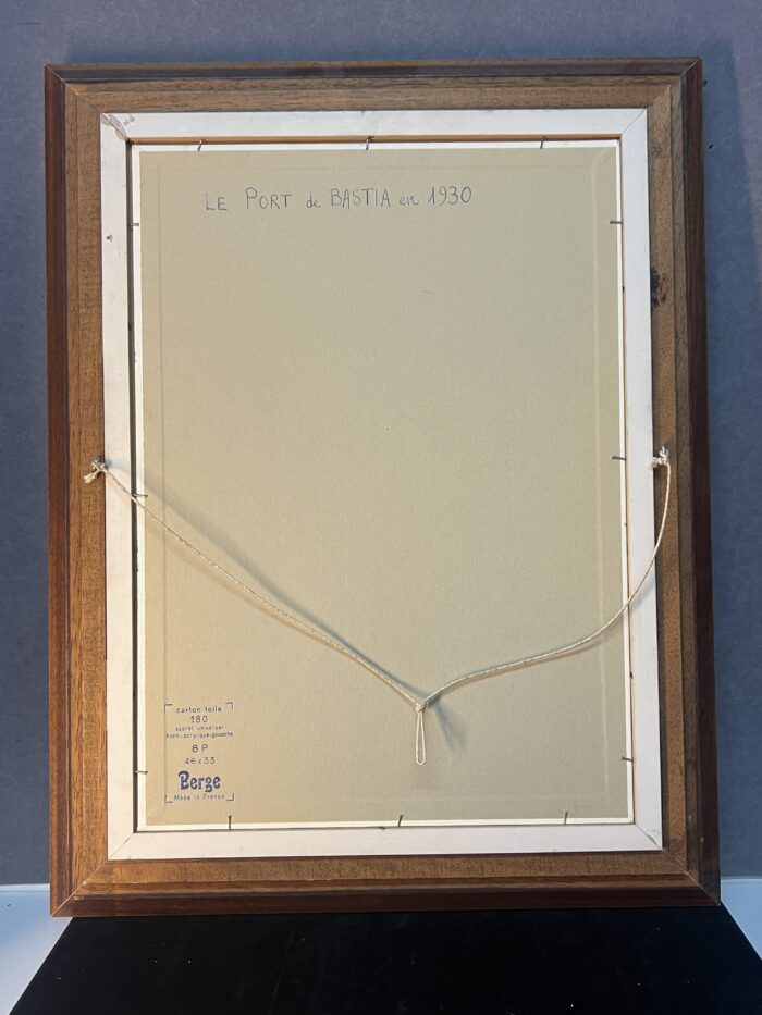Tableau signé G. Bournonville et daté 1986, huile sur carton, bateaux à quai
