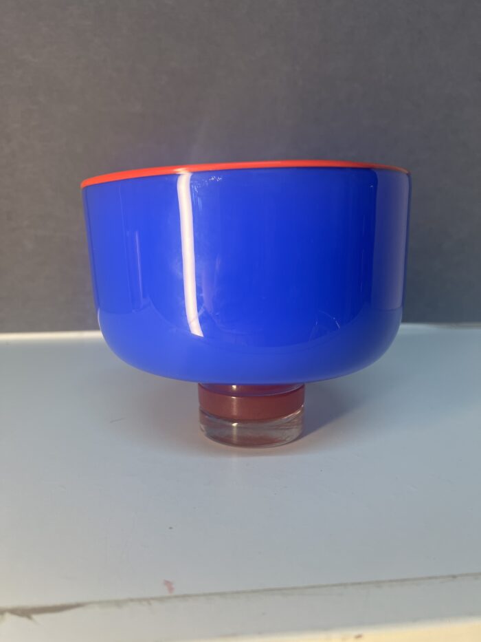 Eric Lindgren cache pot en verre soufflé 1990 vintage glasswork