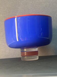 Eric Lindgren cache pot en verre soufflé 1990 vintage glasswork