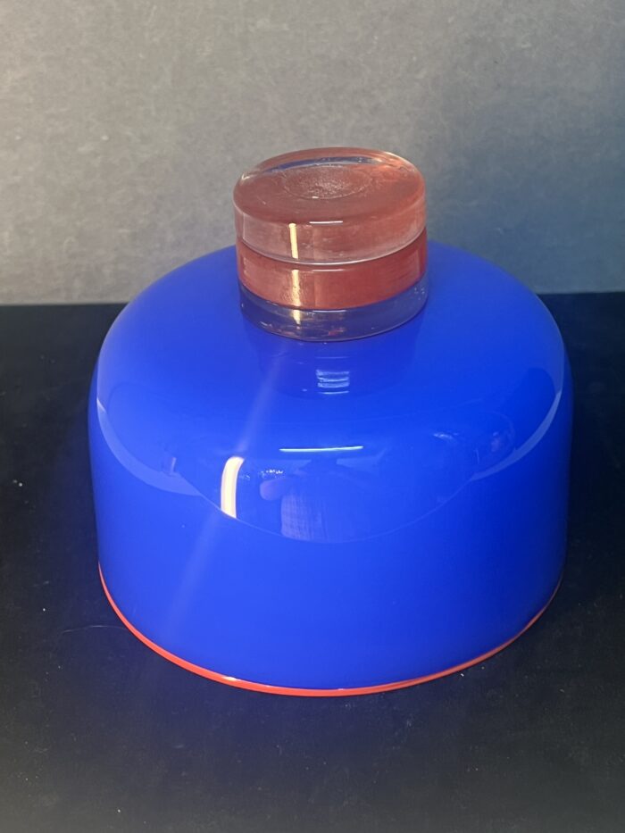 Eric Lindgren cache pot en verre soufflé 1990 vintage glasswork