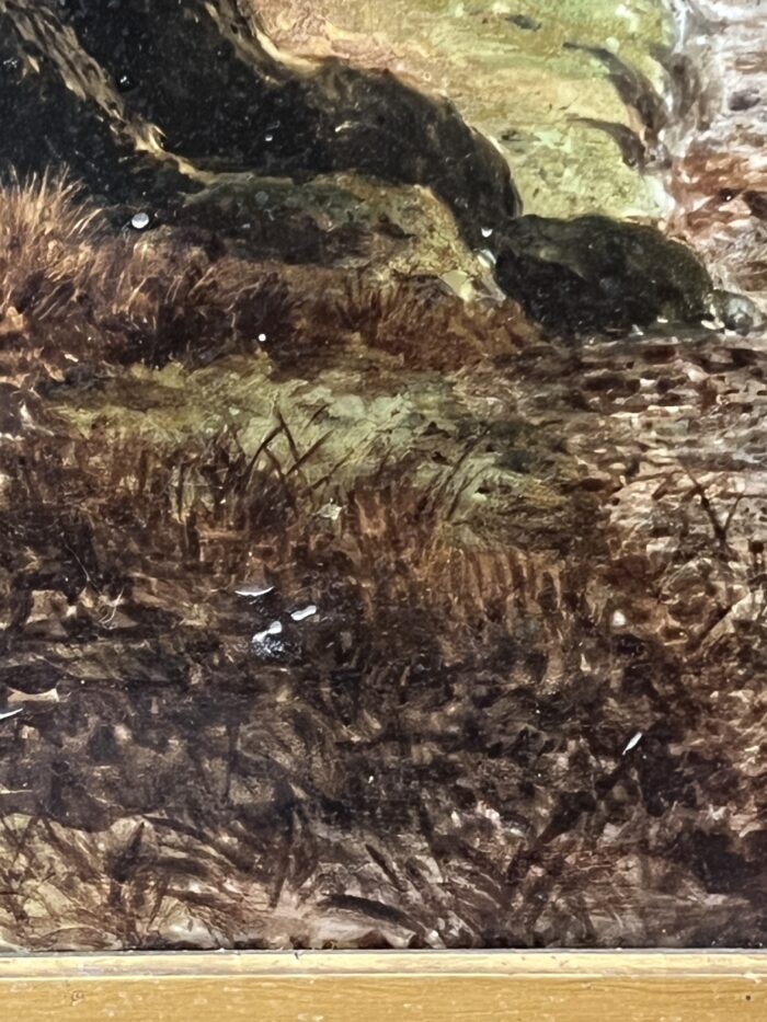 Mme Le MIRE, grand tableau peint sur panneau de faïence, daté 1919, étude d'arbres