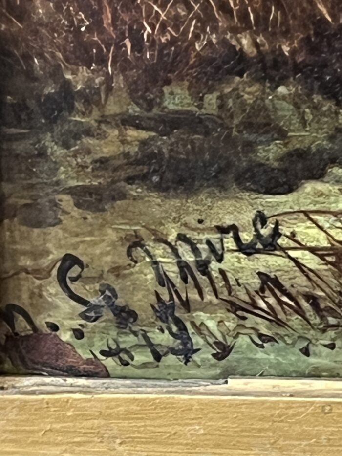 Mme Le MIRE, grand tableau peint sur panneau de faïence, daté 1919, étude d'arbres