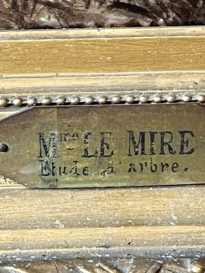 Mme Le MIRE, grand tableau peint sur panneau de faïence, daté 1919, étude d'arbres