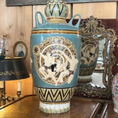 Vase de sol en céramique des années 1970, décor vintage, H 56 cm