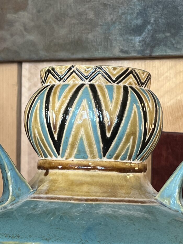 Vase de sol en céramique des années 1970, décor vintage, H 56 cm