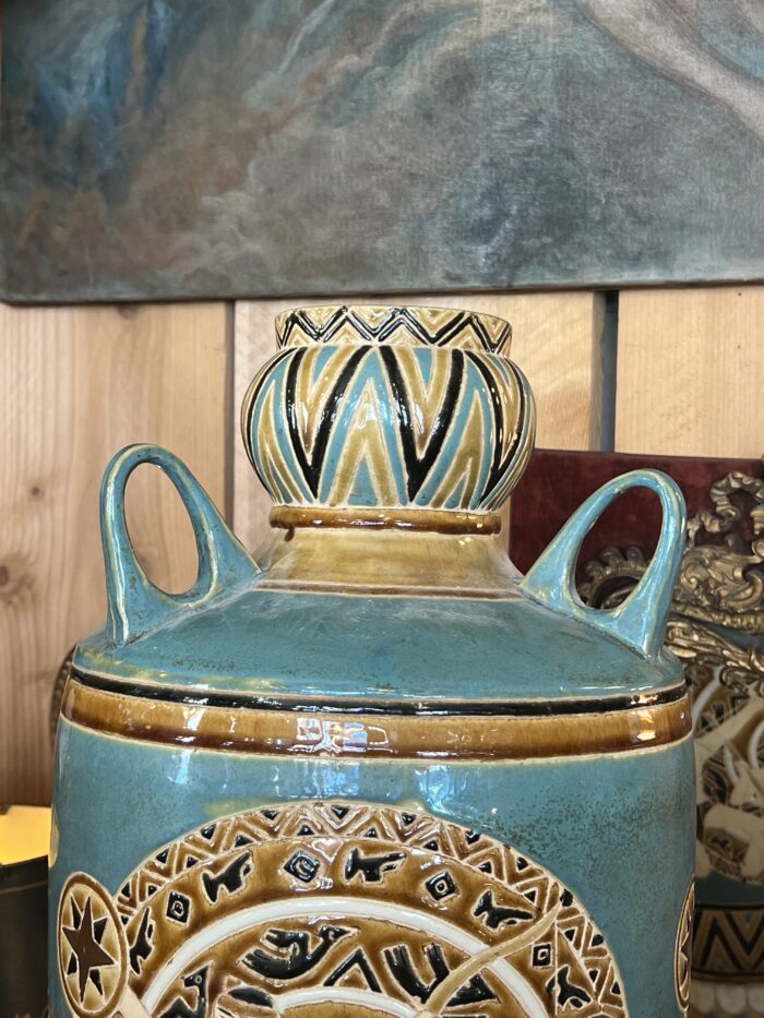 Vase de sol en céramique des années 1970, décor vintage, H 56 cm