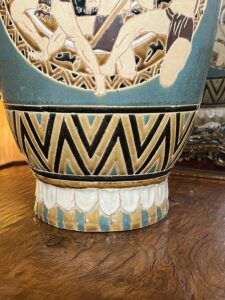 Vase de sol en céramique des années 1970, décor vintage, H 56 cm