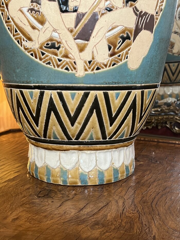 Vase de sol en céramique des années 1970, décor vintage, H 56 cm
