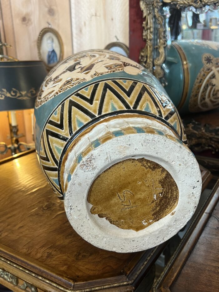 Vase de sol en céramique des années 1970, décor vintage, H 56 cm
