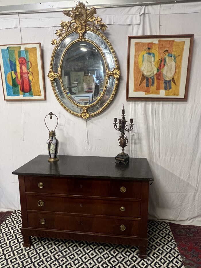 Commode Empire, époque début du XIXe siècle en bois de placage acajou