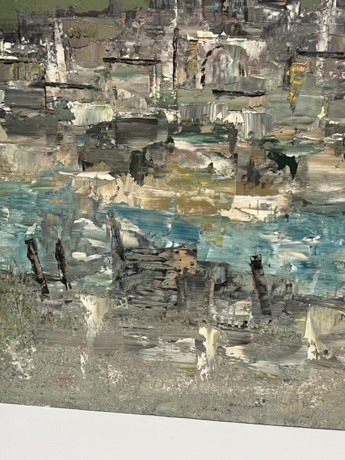 Huile sur carton impressionniste représentant un port, signée en bas à droite