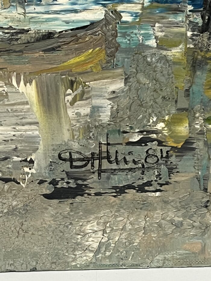 Huile sur carton impressionniste représentant un port, signée en bas à droite