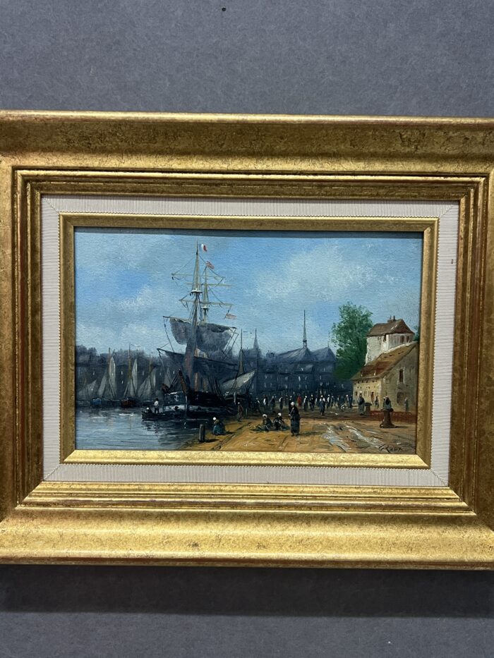 Gérard ROUX ( 1946 ), huile sur toile représentant une marine, Port de Honfleur – Image 2