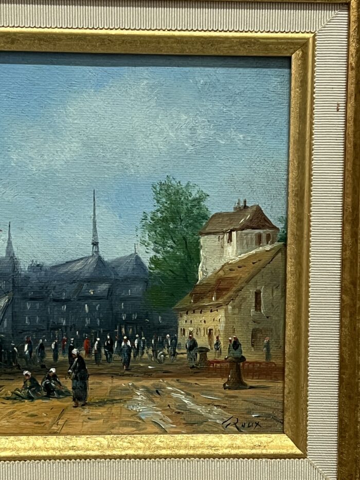 Huile sur toile de Gérard Roux né en 1946, représentant le port de Honfleur. Une œuvre marine authentique au charme intemporel, signée de l'artiste.