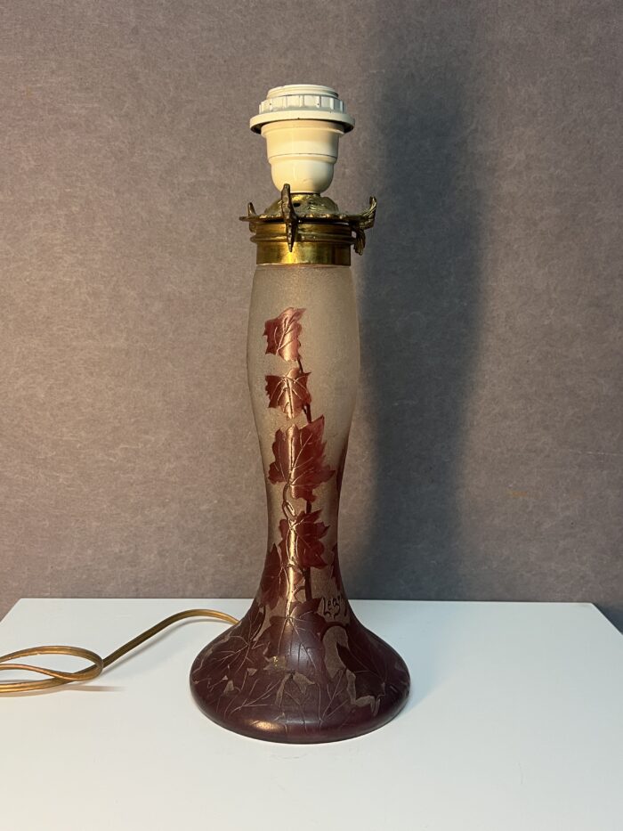 François Théodore Legras (1839-1916) joli pied de lampe art nouveau en verre multicouche