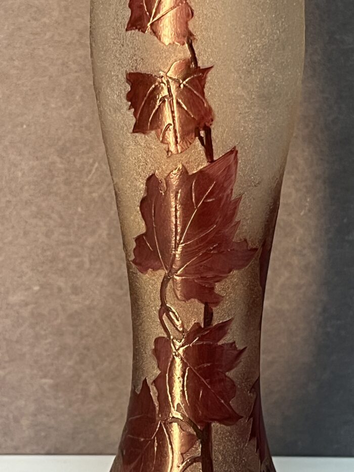 François Théodore Legras (1839-1916) joli pied de lampe art nouveau en verre multicouche