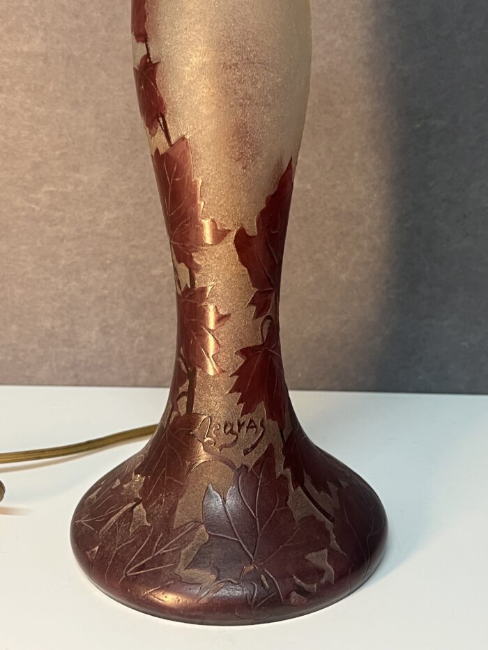 François Théodore Legras (1839-1916) joli pied de lampe art nouveau en verre multicouche