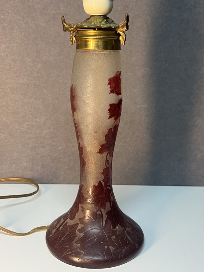 François Théodore Legras (1839-1916) joli pied de lampe art nouveau en verre multicouche